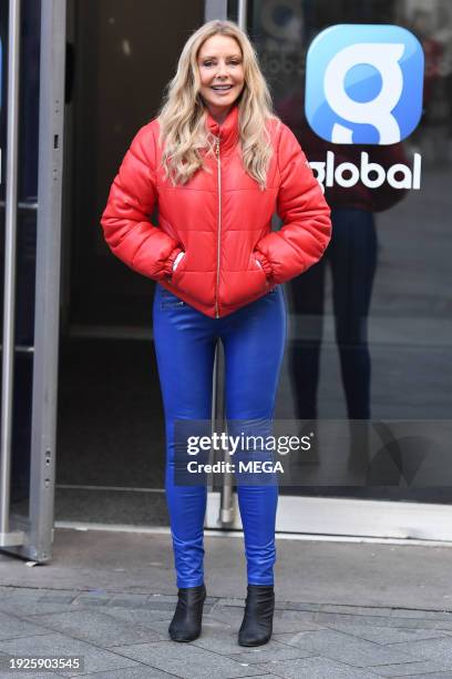 Carol Vorderman arrives for her first show on LBC at Global house on January 14, 2024 in London, United Kingdom.