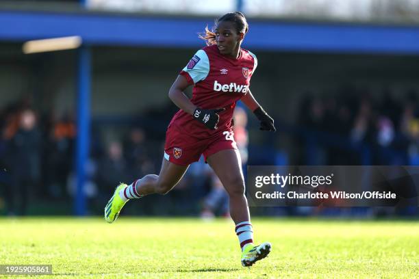 Viviane Asseyi of West Ham during the Women's FA Cup Fourth Round match between Chelsea and West Ham United Women at Kingsmeadow on January 14, 2024...