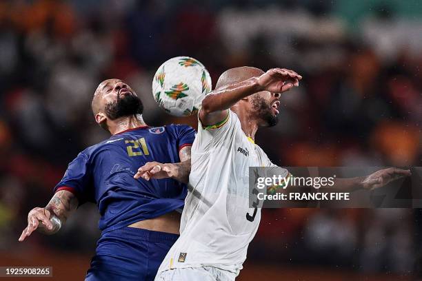 Cape Verde's forward Bebe fights for the ball with Ghana's defender Denis Odoi during the Africa Cup of Nations 2024 group B football match between...