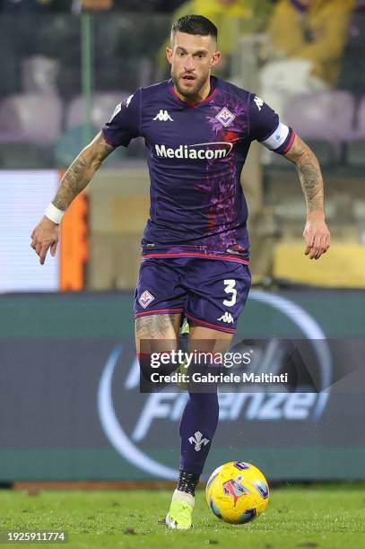 Cristiano Biraghi of ACF Fiorentina in action during the Serie A TIM match between ACF Fiorentina and Udinese Calcio - Serie A TIM at Stadio Artemio...