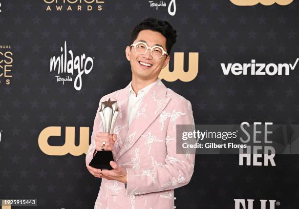 Lee Sung Jin, winner of the Best Limited Series Award for 'Beef," poses in the press room at The 29th Critics' Choice Awards held at The Barker...