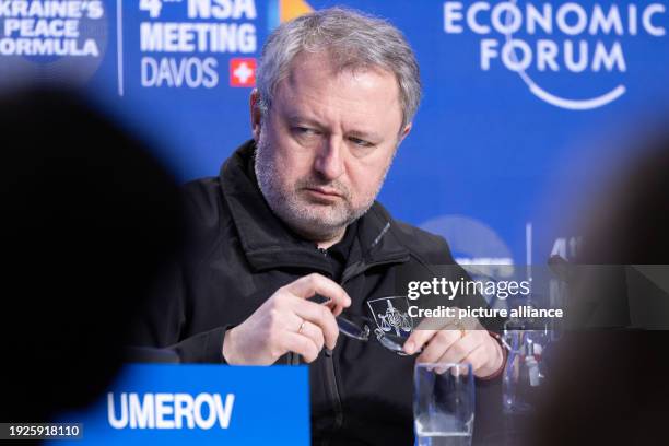 January 2024, Switzerland, Davos: Andrij Kostin, Generalstaatsanwalt der Ukraine, nimmt an einer Pressekonferenz im Rahmen des vierten Treffens der...