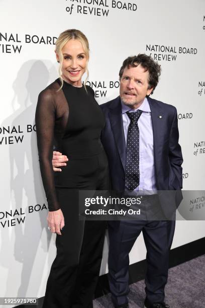 Tracy Pollan and Michael J. Fox attend the 2024 National Board of Review Gala at Cipriani 42nd Street on January 11, 2024 in New York City.
