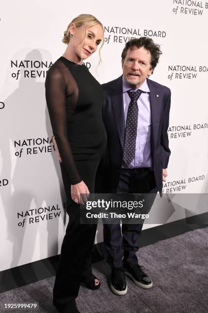 Tracy Pollan and Michael J. Fox attend the 2024 National Board of Review Gala at Cipriani 42nd Street on January 11, 2024 in New York City.