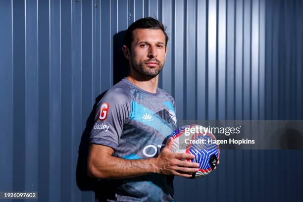 Kosta Barbarouses poses during a Wellington Phoenix A-League training session at NZCIS on January 12, 2024 in Wellington, New Zealand.