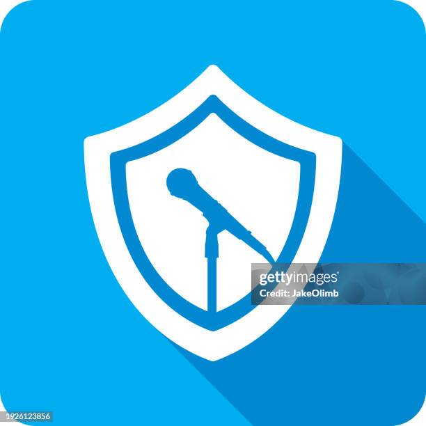 shield microphone icon silhouette 2 - stand up comedy stock illustrations