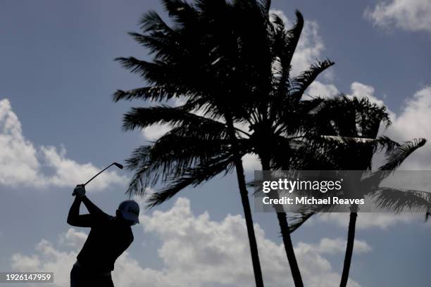 Pan of Taiwan plays a shot on the 17th hole during the first round of the Sony Open in Hawaii at Waialae Country Club on January 11, 2024 in...