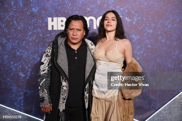 Gerardo Taracena and Cristina Rojo pose during the blue carpet for the series 'True Detective: Night Country' at Cineteca Nacional on January 11,...