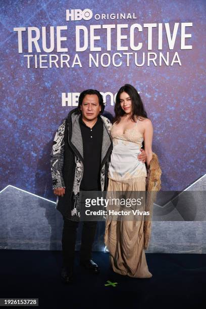 Gerardo Taracena and Cristina Rojo pose during the blue carpet for the series 'True Detective: Night Country' at Cineteca Nacional on January 11,...