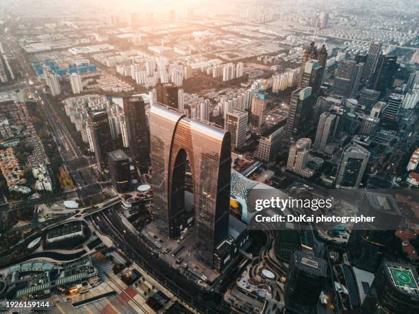 suzhou industrial park skyline sunrise - suzhou skyline stock pictures, royalty-free photos & images