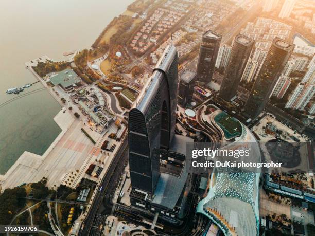 suzhou industrial park skyline sunrise - suzhou skyline stock pictures, royalty-free photos & images