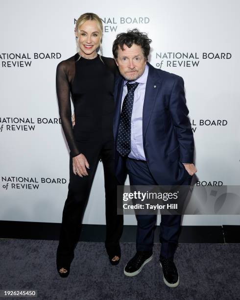 Tracy Pollan and Michael J. Fox attend the 2024 National Board of Review Gala at Cipriani 42nd Street on January 11, 2024 in New York City.