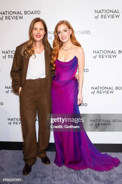 Justine Triet and Jessica Chastain attend the 2024 National Board Of Review Gala at Cipriani 42nd Street on January 11, 2024 in New York City.