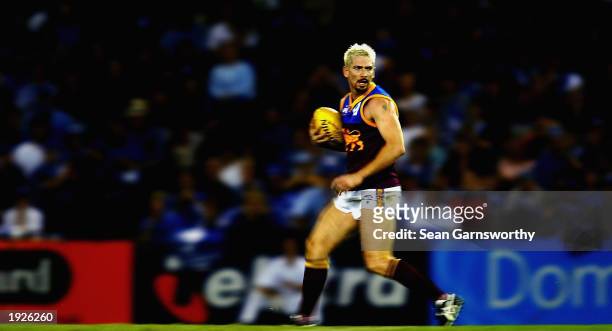 Jason Akermanis for Brisbane in action during the AFL round 3 match between the Kangaroos and Brisbane Lions at the Telstra Dome in Melbourne,...