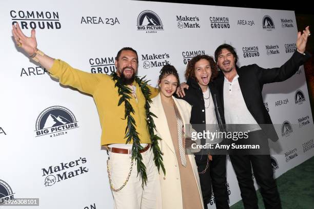 Jason Momoa, Lola Iolani Momoa, Nakoa-Wolf Momoa and Ian Somerhalder attend the Los Angeles special screening of "Common Ground" at Samuel Goldwyn...