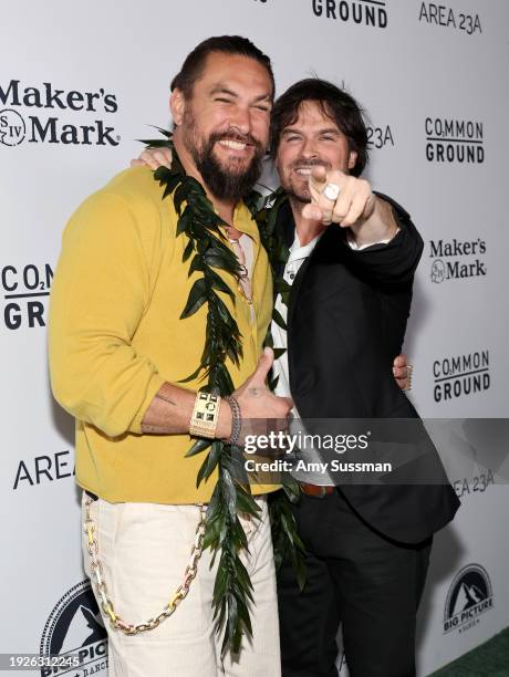 Jason Momoa and Ian Somerhalder attend the Los Angeles special screening of "Common Ground" at Samuel Goldwyn Theater on January 11, 2024 in Beverly...