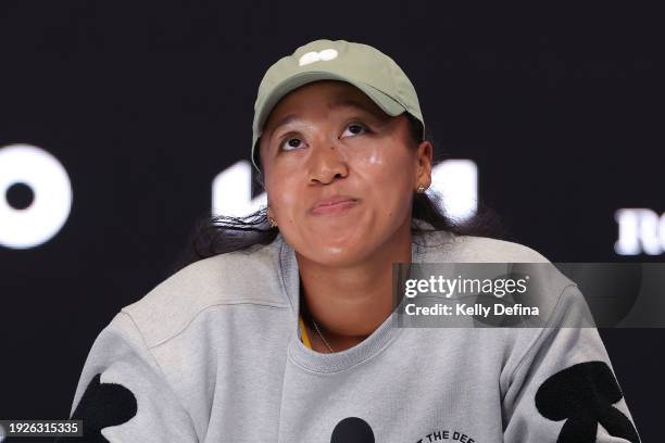 Naomi Osaka of Japan speaks during a press conference ahead of the 2024 Australian Open at Melbourne Park on January 12, 2024 in Melbourne, Australia.