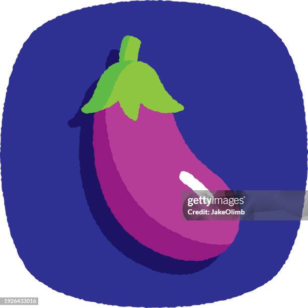 eggplant doodle 4 - aubergine emoji stock illustrations