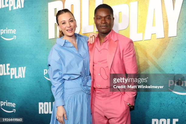Kaley Cuoco and David Oyelowo attend the Los Angeles special screening of Prime's "Role Play" at Culver Theater on January 11, 2024 in Culver City,...