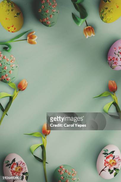 happy easter banner in green and yellow - easter bunny suit stock pictures, royalty-free photos & images