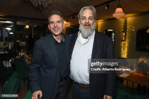 Mike Schneider and Dan Harmon attend the Variety Showrunners dinner presented by A+E Studios in West Hollywood on January 11, 2024 in West Hollywood,...