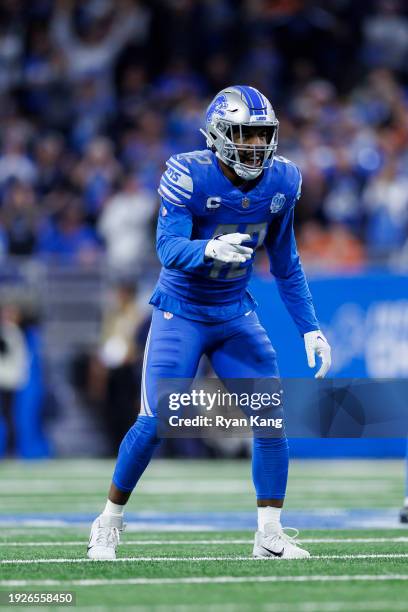 Jalen Reeves-Maybin of the Detroit Lions defends in coverage during an NFL football game against the Denver Broncos at Ford Field on December 16,...