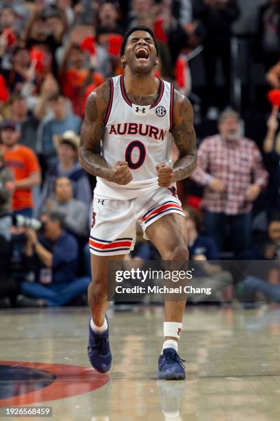 Johnson of the Auburn Tigers during their game against the Texas A&M Aggies at Neville Arena on January 09, 2024 in Auburn, Alabama.