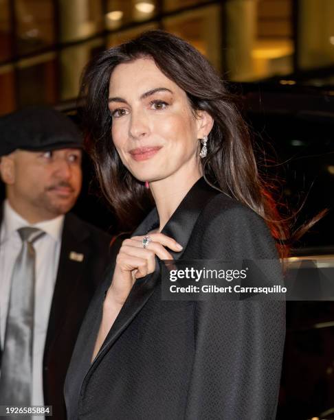 Actress Anne Hathaway is seen arriving to the National Board Of Review 2024 Awards Gala at Cipriani 42nd Street on January 11, 2024 in New York City.