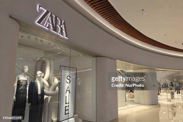 Customer is spending money at a ZARA clothing store in Shanghai, China, on January 14, 2024.