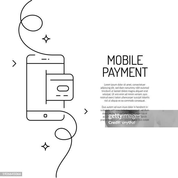 continuous line drawing of mobile payment icon. hand drawn symbol vector illustration. - credit card swipe machines drawing stock illustrations