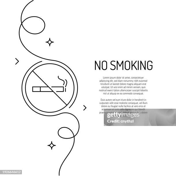 ilustrações, clipart, desenhos animados e ícones de desenho contínuo da linha do ícone de não fumar. ilustração vetorial de símbolo desenhada à mão. - produto relacionado com tabaco