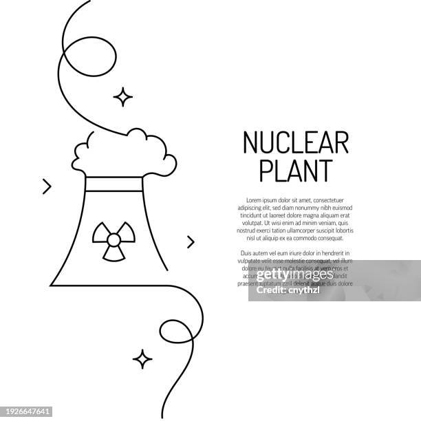 continuous line drawing of nuclear plant icon. hand drawn symbol vector illustration. - power of tower stock illustrations