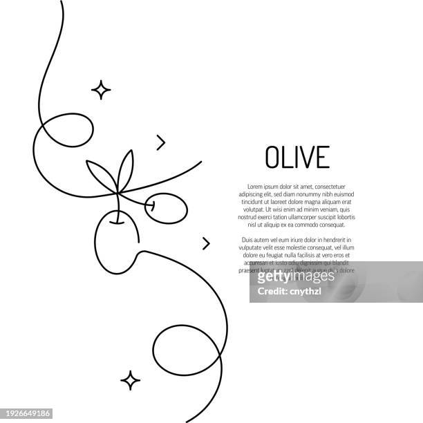 continuous line drawing of olive icon. hand drawn symbol vector illustration. - olive tree hand stock illustrations