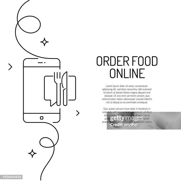 ilustrações de stock, clip art, desenhos animados e ícones de continuous line drawing of order food online icon. hand drawn symbol vector illustration. - continuidade