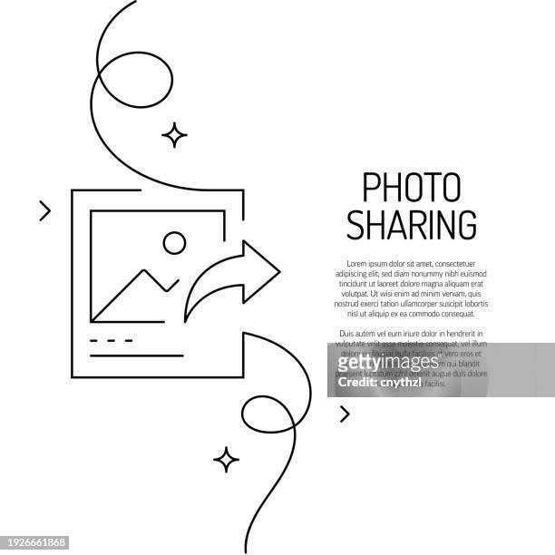continuous line drawing of photo sharing icon. hand drawn symbol vector illustration. - auto post production filter stock illustrations