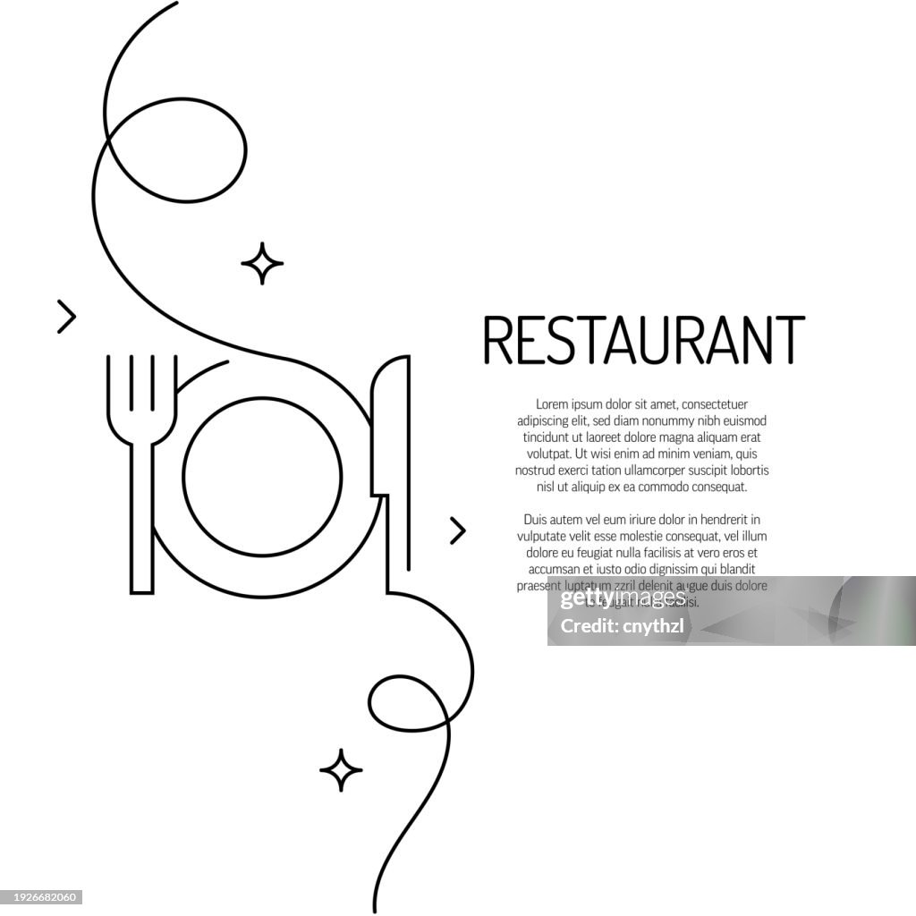 Continuous Line Drawing of Restaurant Icon. Hand Drawn Symbol Vector Illustration.