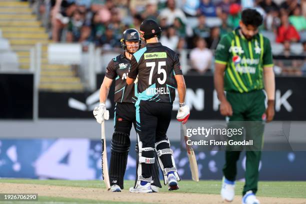 Glenn Phillips of New Zealand in action during game one of the Twenty20 series between New Zealand and Pakistan at Eden Park on January 12, 2024 in...