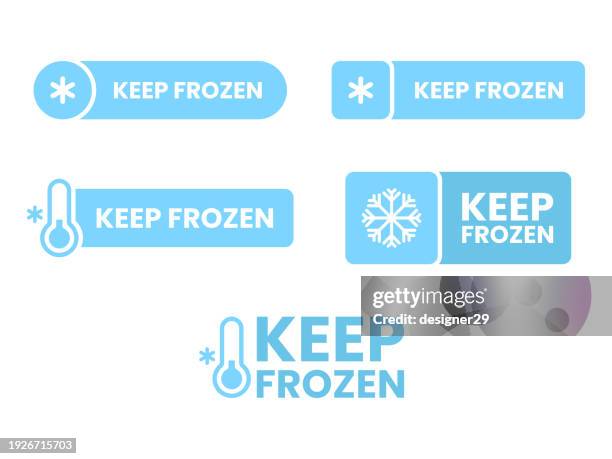 ilustrações de stock, clip art, desenhos animados e ícones de keep frozen label vector set on white background. - frozen meat