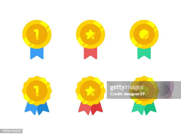 stockillustraties, clipart, cartoons en iconen met award medal vector set on white background. - medaille