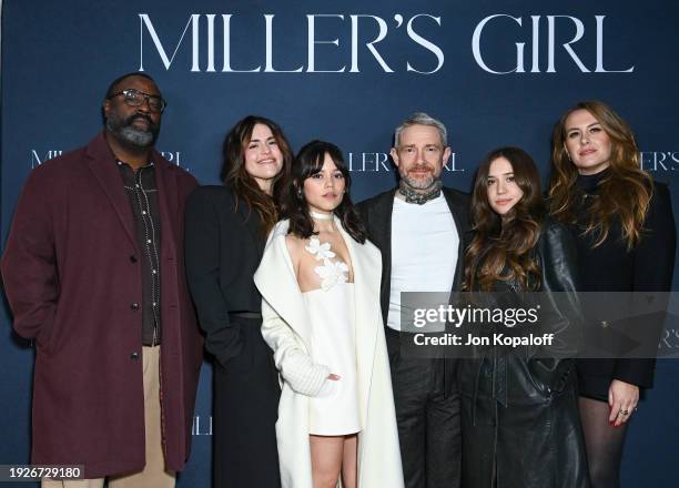 Bashir Salahuddin, Jade Bartlett, Jenna Ortega, Martin Freeman, Gideon Adlon and Mary-Margaret Kunze attend the screening of "Miller's Girl" at the...