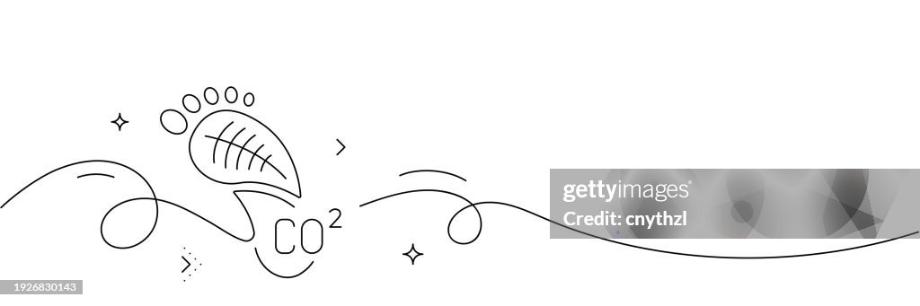 Continuous Line Drawing of Carbon Footprint Icon. Hand Drawn Symbol Vector Illustration.
