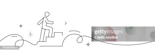 stockillustraties, clipart, cartoons en iconen met continuous line drawing of career ladder icon. hand drawn symbol vector illustration. - continuïteit