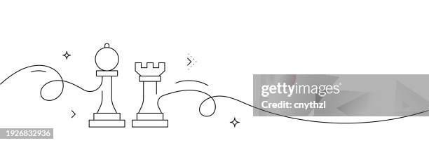 illustrazioni stock, clip art, cartoni animati e icone di tendenza di disegno a tratteggio continuo dell'icona degli scacchi. illustrazione vettoriale del simbolo disegnato a mano. - scacchi