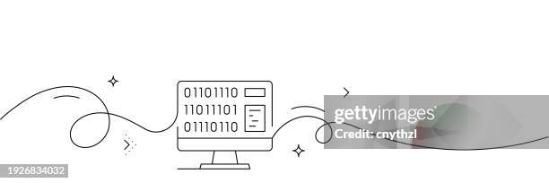 continuous line drawing of coding icon. hand drawn symbol vector illustration. - html code stock illustrations