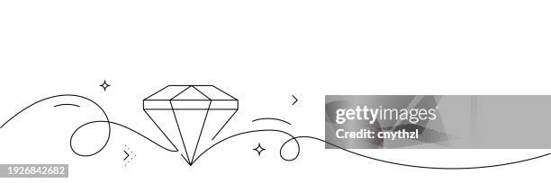 durchgehende strichzeichnung des diamantsymbols. handgezeichnete symbol-vektor-illustration. - diamantförmig stock-grafiken, -clipart, -cartoons und -symbole