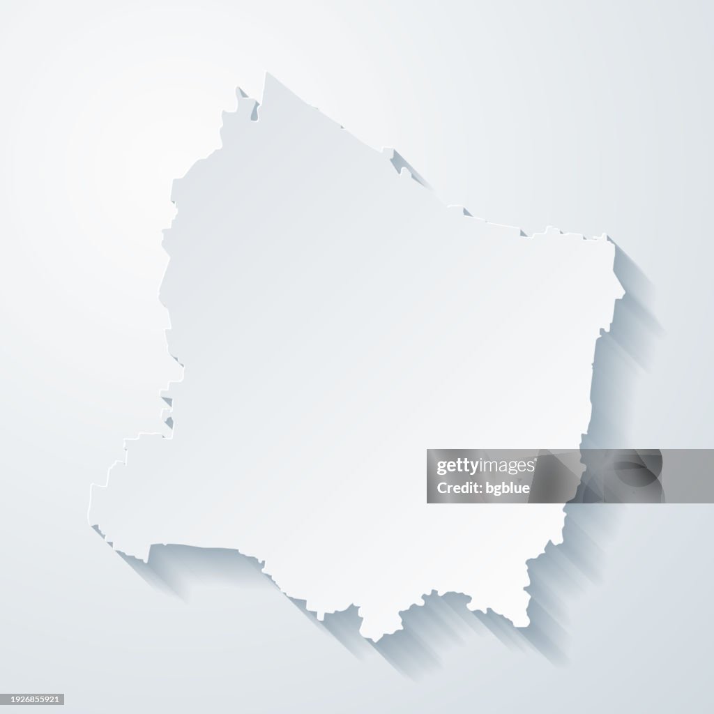 Rutherford County, Tennessee. Map with paper cut effect on blank background