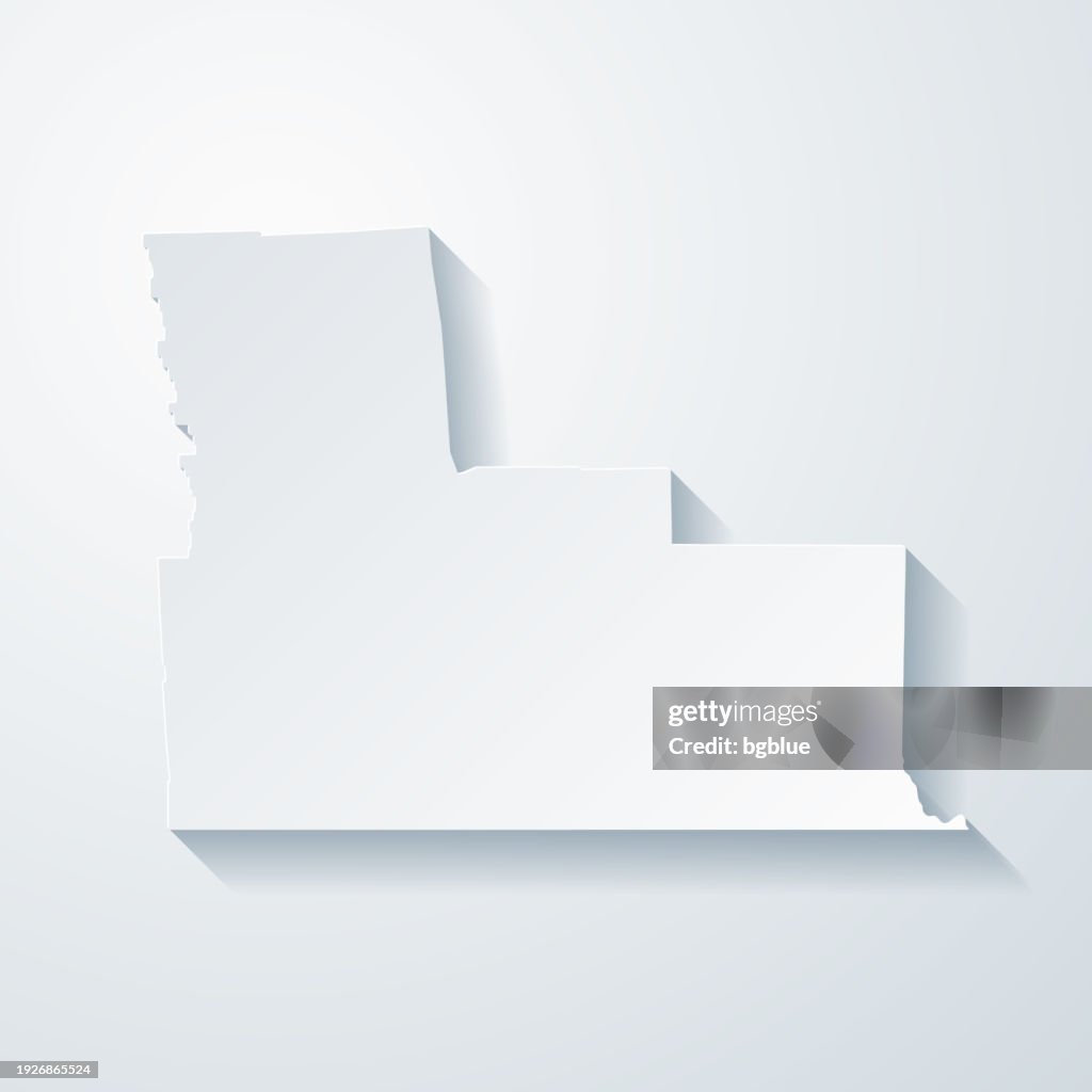 Broome County, New York. Map with paper cut effect on blank background
