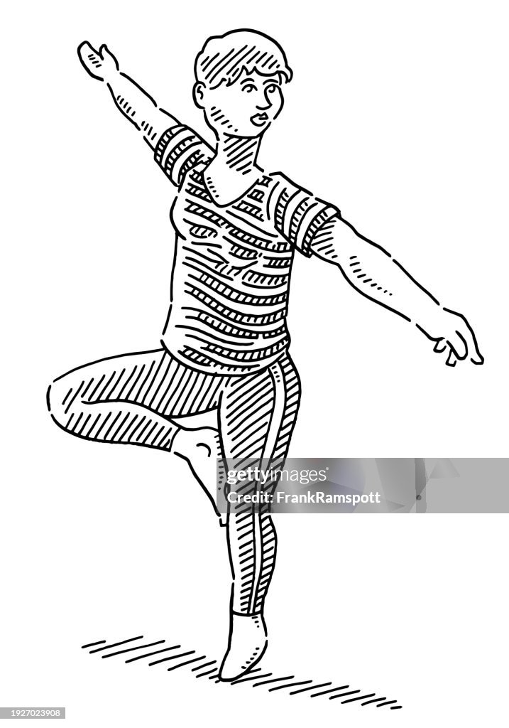 Young Woman Aerobic Exercise Drawing