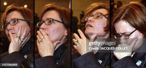 Fabienne Nerac, the wife of French cameramen Fred Nerac missing in Iraq, gestures as she makes an impassioned appeal to US Secretary of State Colin...