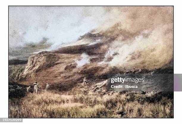 antique photo of paintings: landscape with hunters - bird hunting stock illustrations